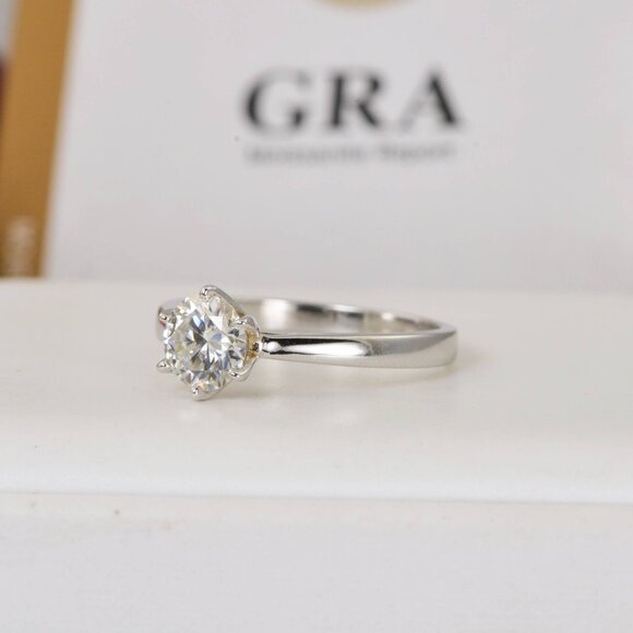 Certified Moissanite Ring 1CT Solitaire Engagement Ring - Picture 4 of 6